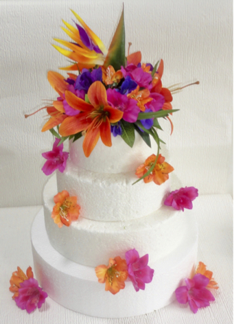 Tropical Bird of paradise Cake Topper, tropical silk flowers
